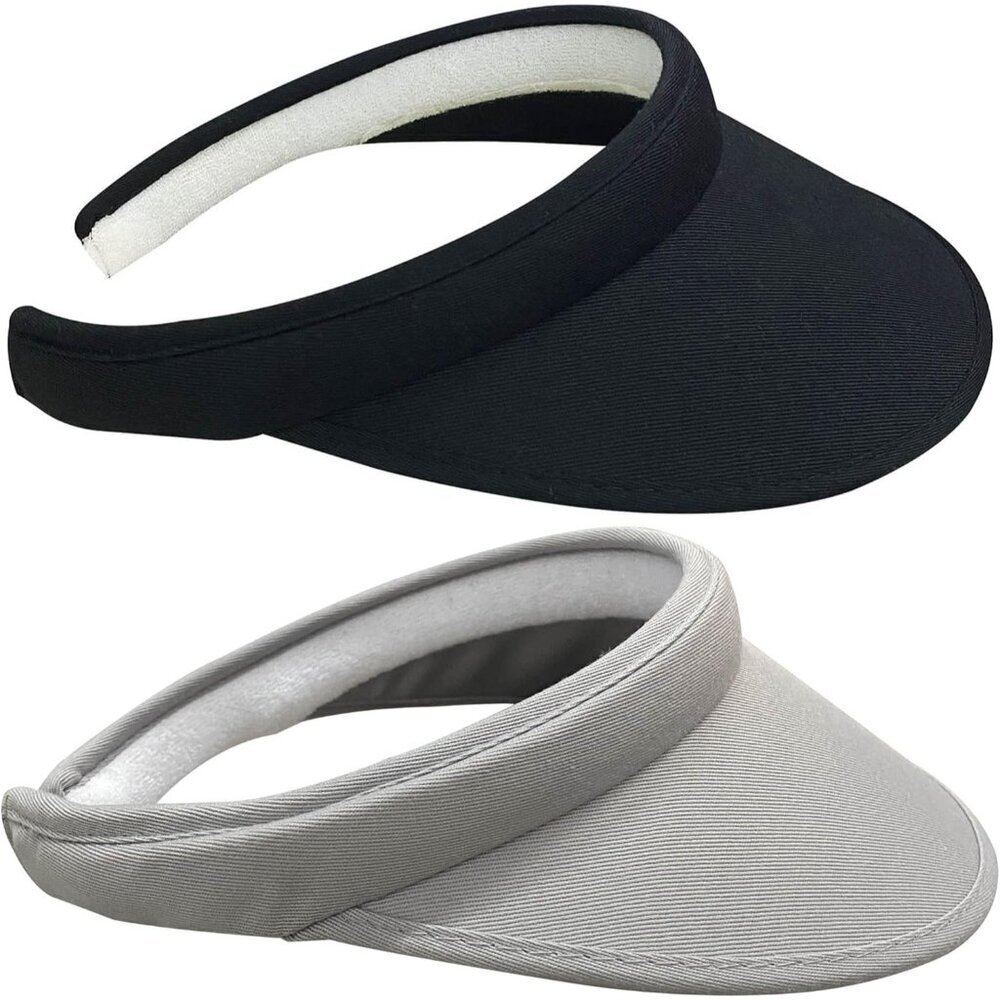 2 Pack Sun Visor Hats Women Men Wide Brim Clip-On Sports Golf Beach